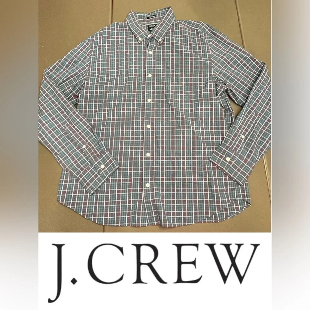 J. Crew Shirt Slim‎ Untucked Flex Washed NWT Check Business Casual Men’s XL